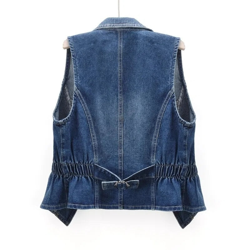 Damen Jeansweste Klassisch Freizeit Modern