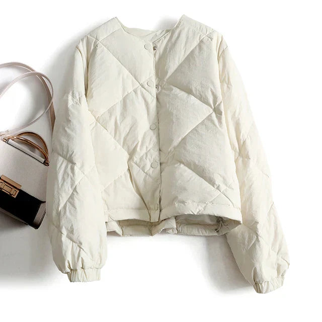 Leicht Gefütterte Damenjacke Druckknopfverschluss Modern