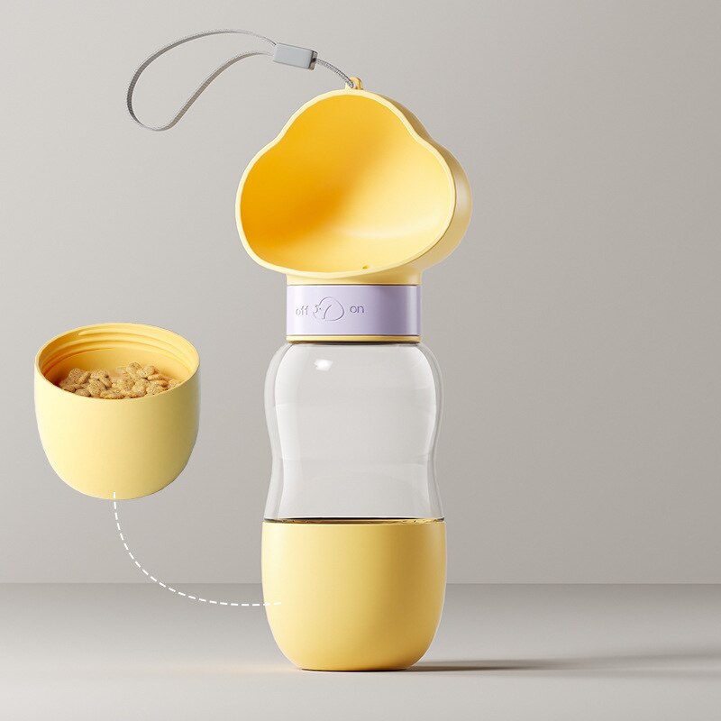 Tragbare Wasserflasche Futterspender 2in1 Hunde Katzen