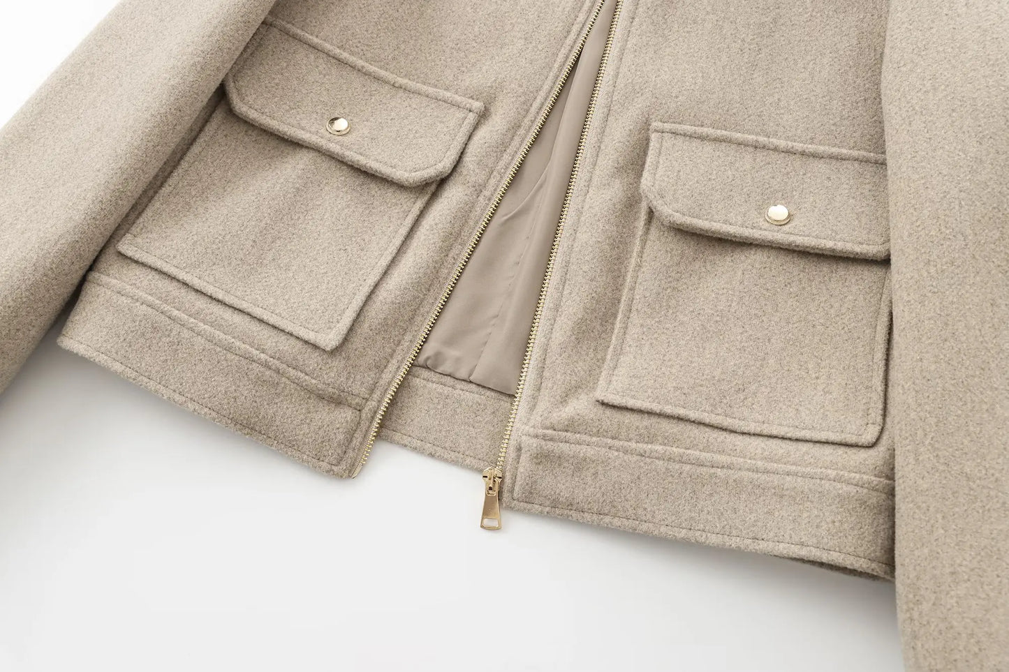 Damen Freizeitjacke Reißverschluss Wollmix Warm