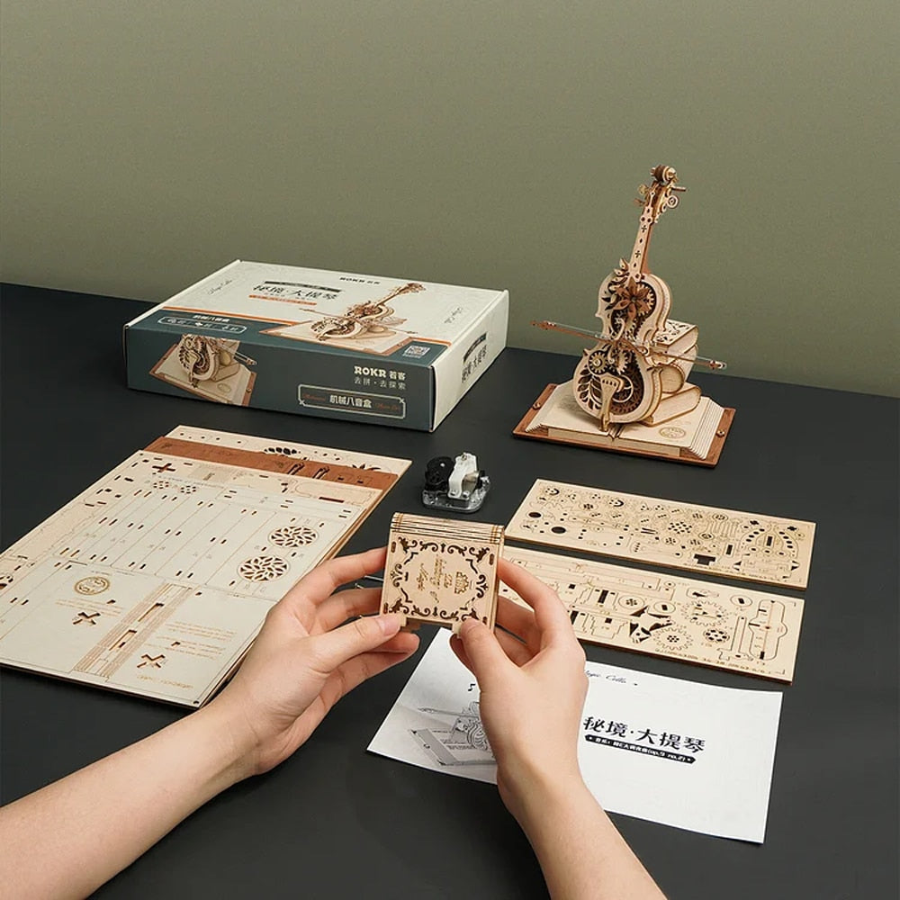 Mechanisches Holz Puzzle 3D Cello Modell