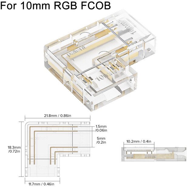 LED Streifenverbinder L-Form Durchsichtig