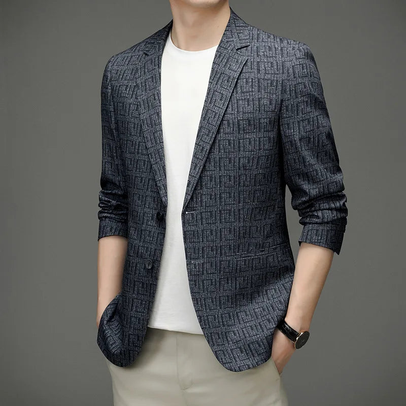 Herren Blazer Modern Geometrisches Muster Schmal