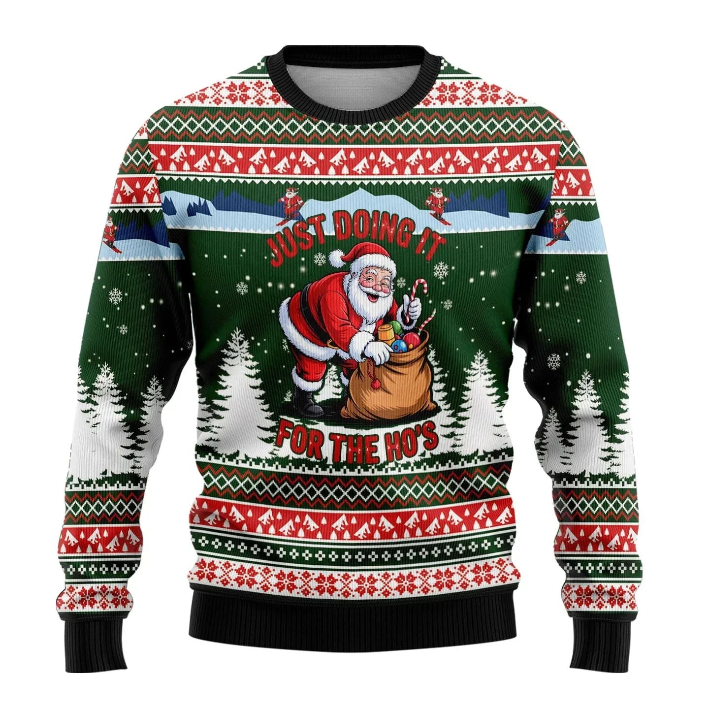 Weihnachtspullover Herren Schneemann Motiv Rot