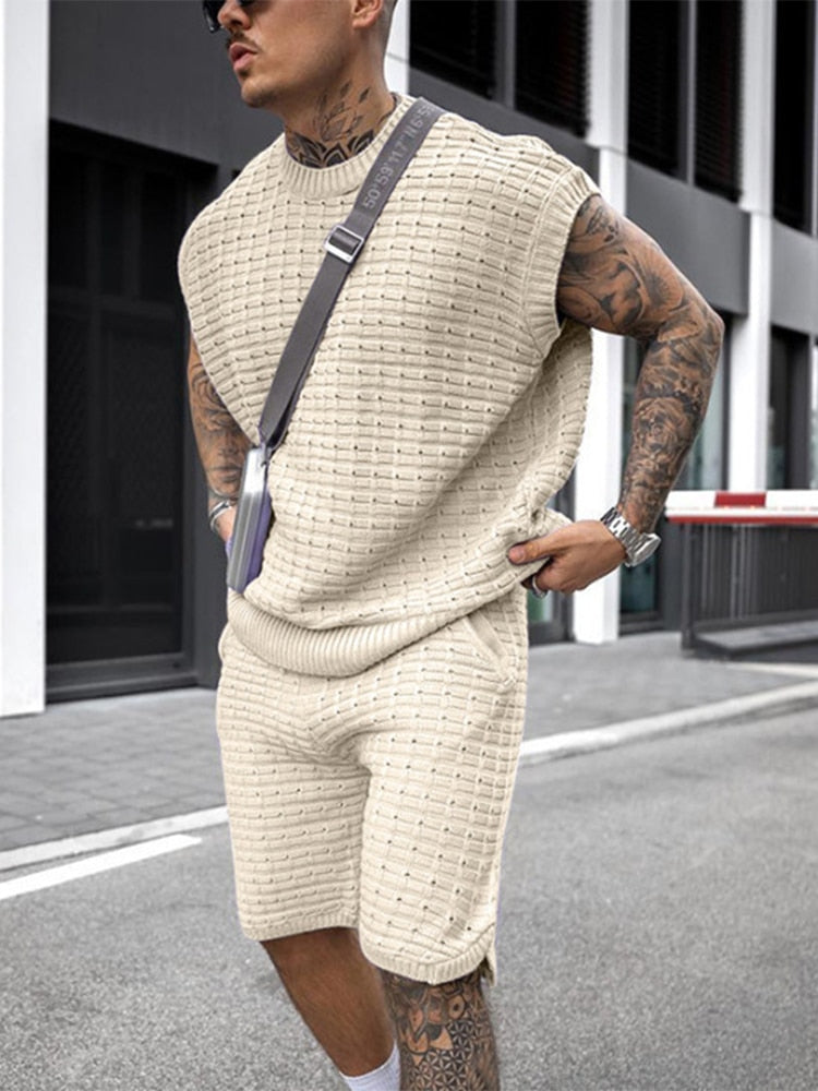 Herren Freizeit Set Sommer Leicht Gestrickt