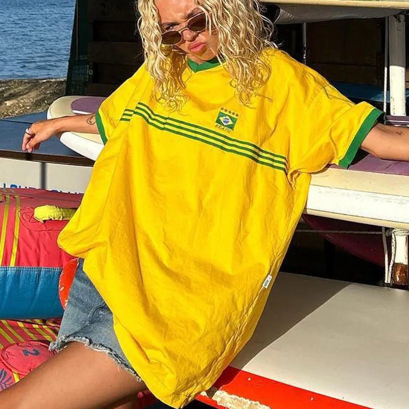 Damen T-Shirt Oversized Retro Style Sportlich