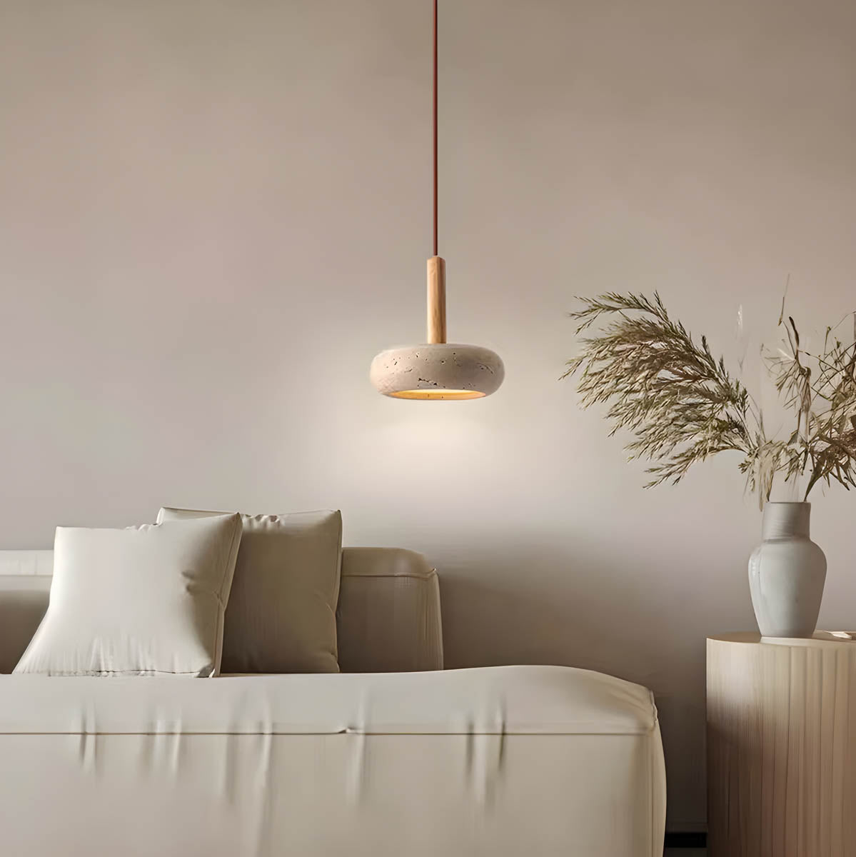 Moderne Travertin Deckenleuchte LED Pendellampe Natürlich