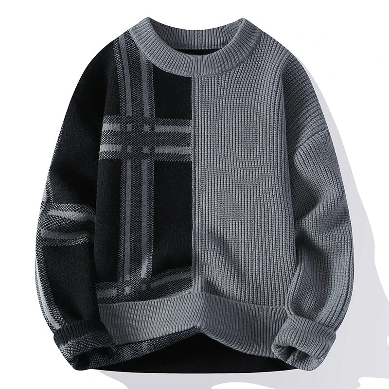 Herren Pullover Rundhals Colorblock Warm Winter