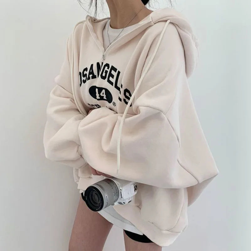 Große Hoodie Los Angeles Print Sportlich Leger