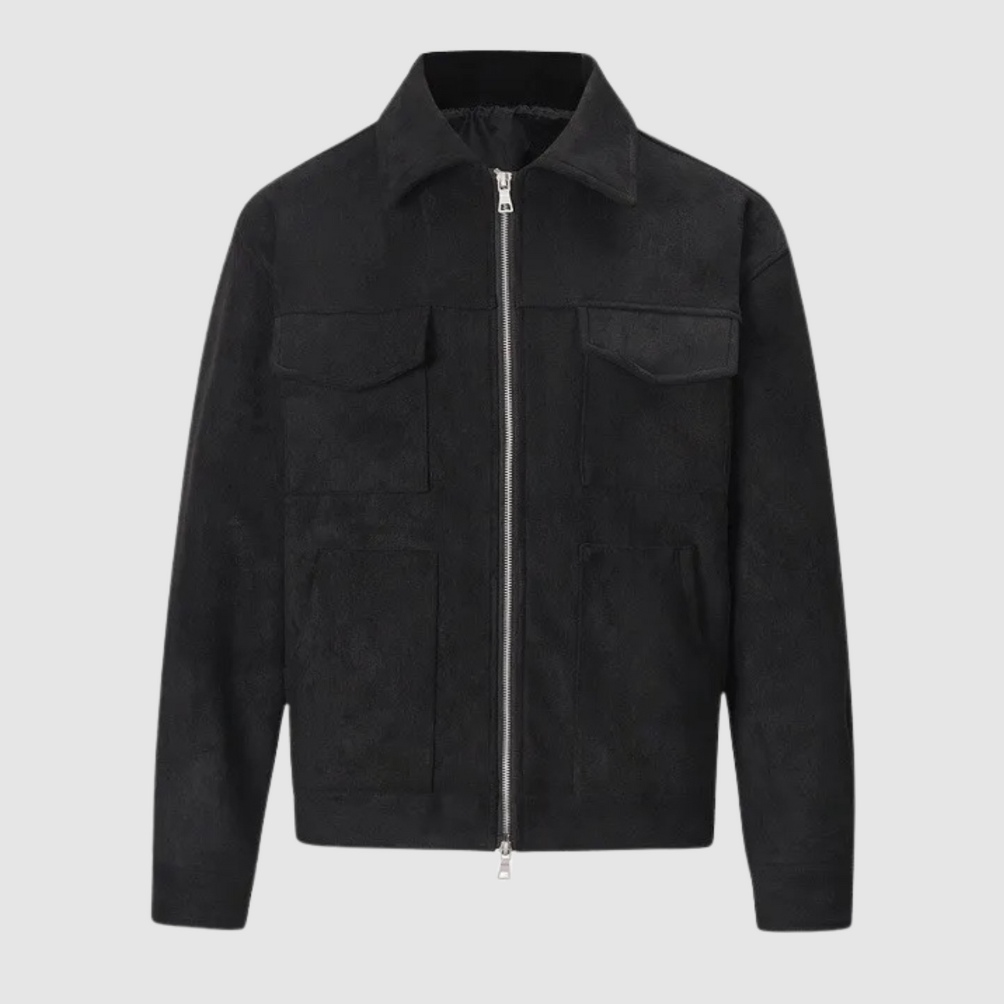 Lederjacke Damen Klassisch Wildleder Schwarz