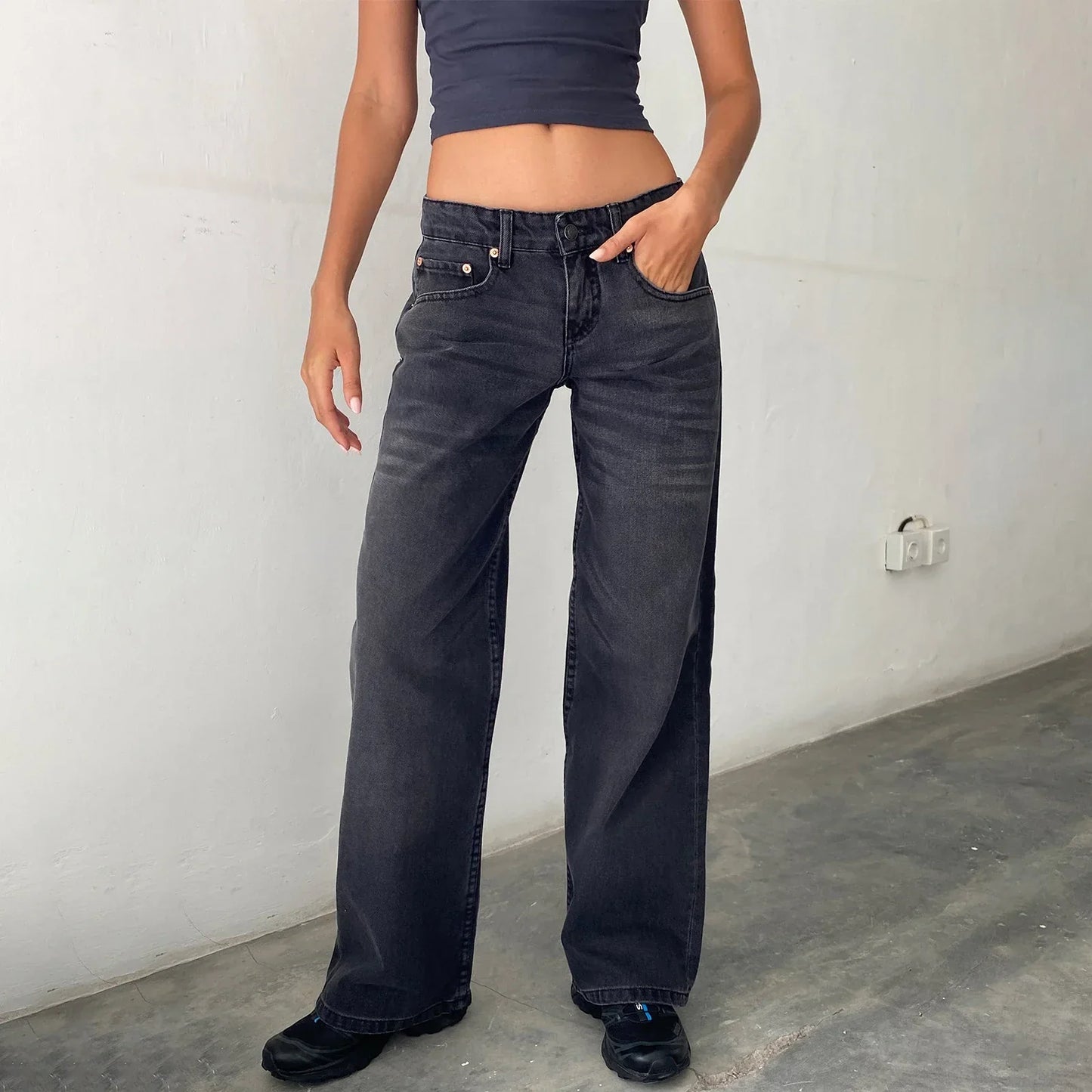 Weite Damen-Jeans Vintage-Stil Relaxed Fit