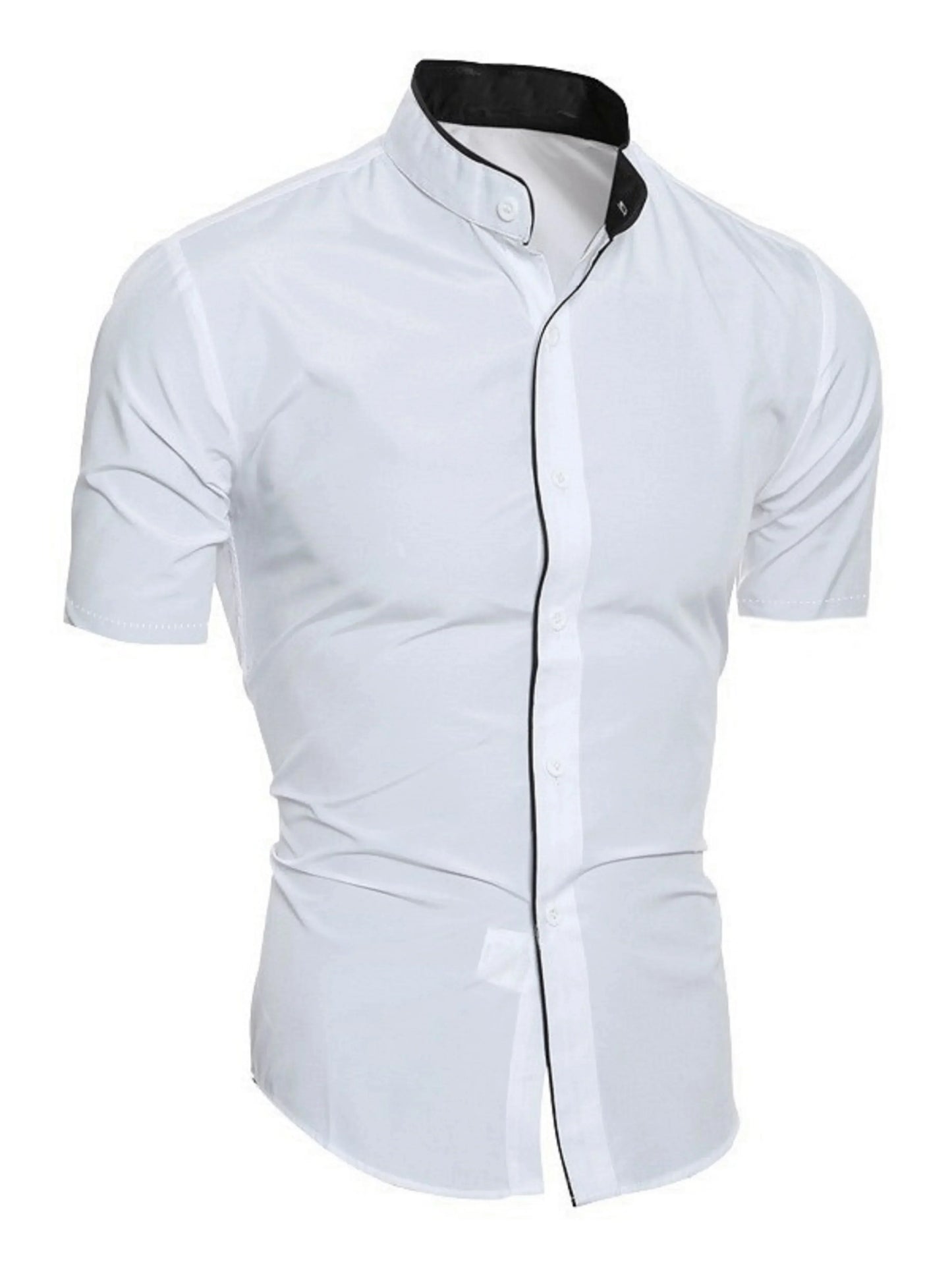 Business Hemd Slim Fit Kurzarm Stehkragen Modern