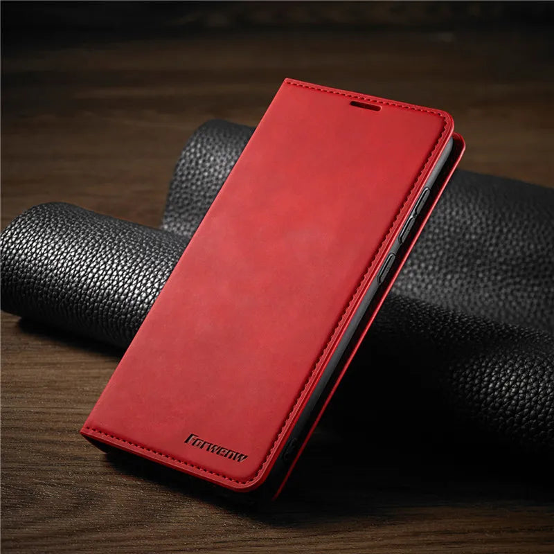 Leder iPhone Hülle Magnetisch Stilvoll Schwarz