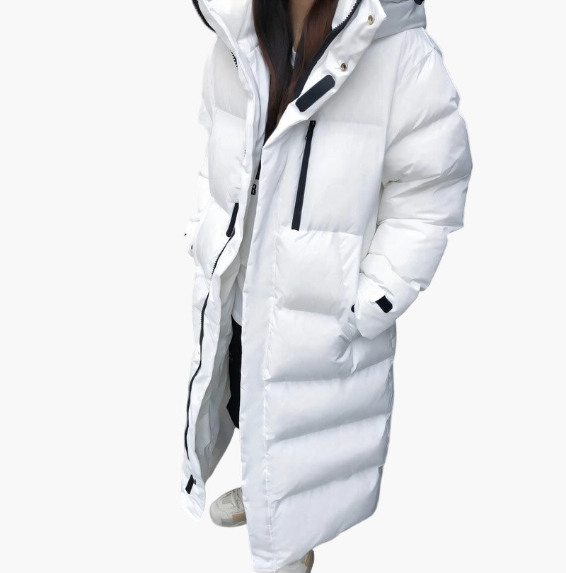 Damen Wintermantel Lang Kapuzen Puffer Warm