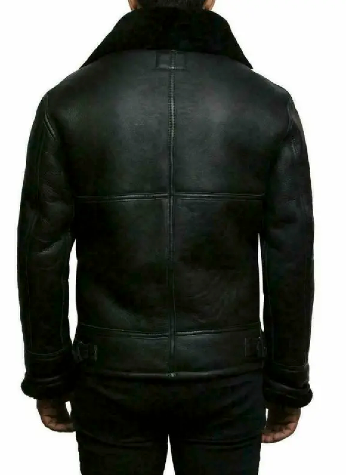 Lederjacke Shearling Luxusleder Schwarz