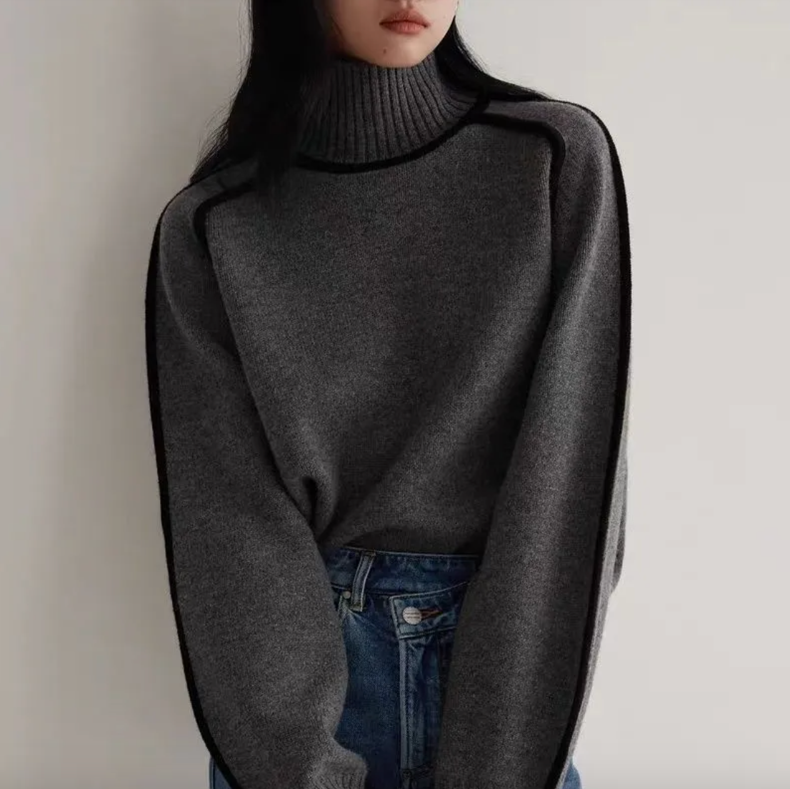 Rollkragenpullover Damen im Old-Money-Stil