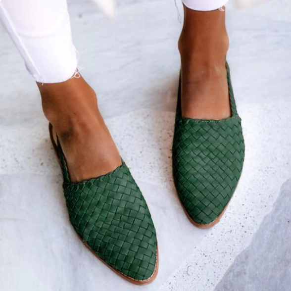 Damen Slingback Ballerinas Geflochtene Schuhe Frühling