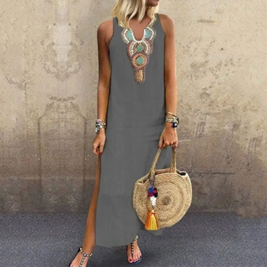 Boho Chic Kleid Lang Geschnürt Frauen