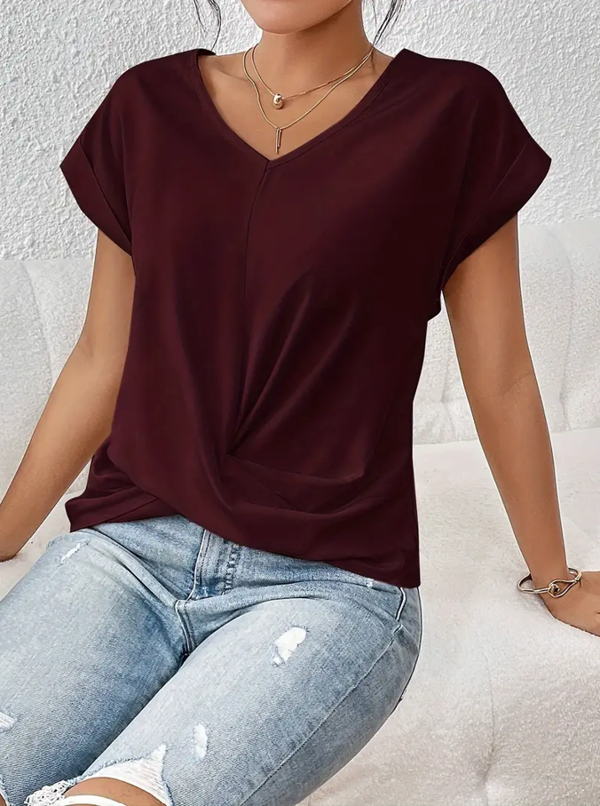 Weibliches V-Ausschnitt-Oberteil Damen Top