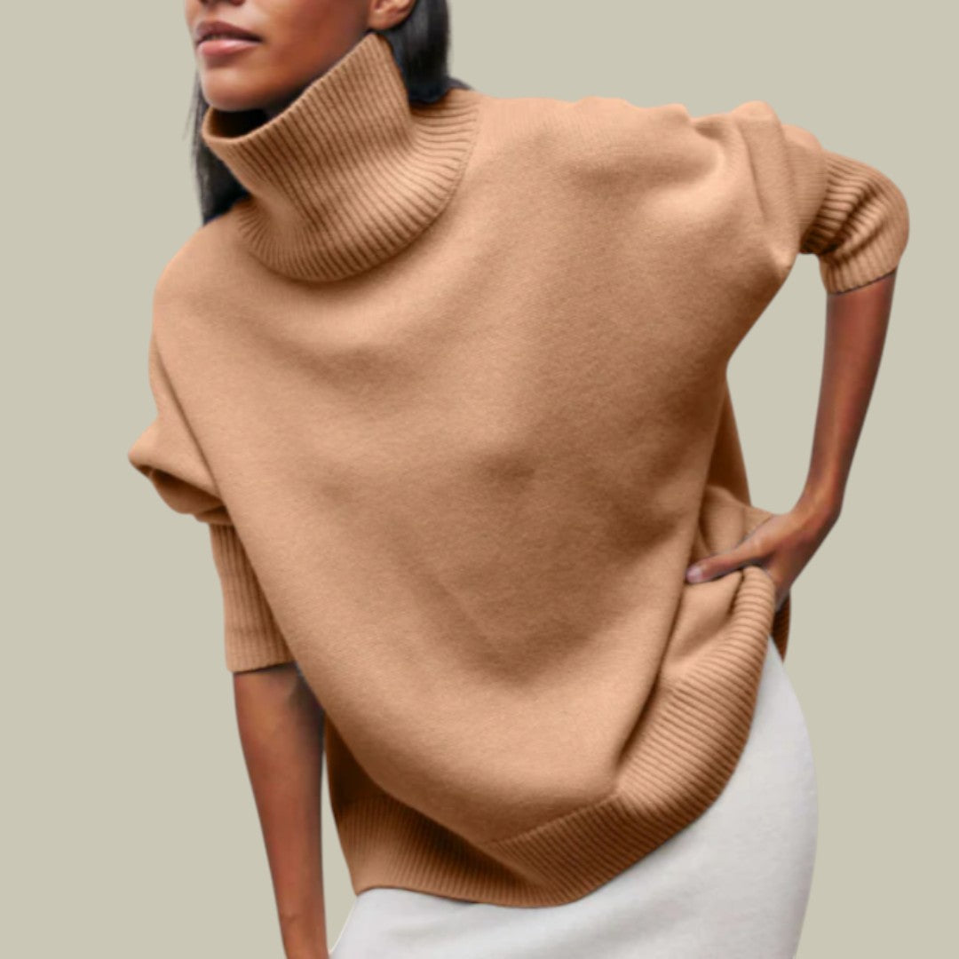 Damen Rollkragenpullover Locker Geschnitten Bequem