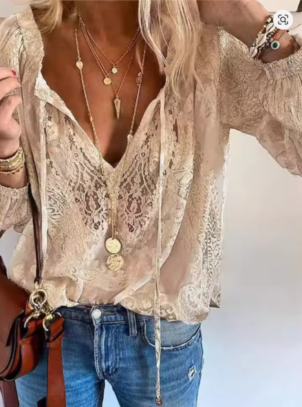 Boho Bluse für Frauen Gehäkelt Sommer
