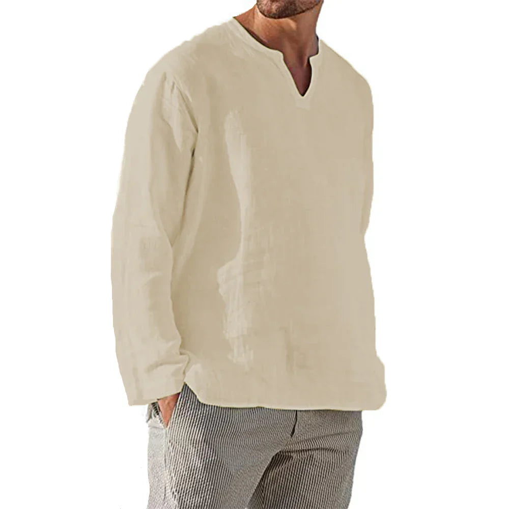 Herren Langarmshirt Leicht Baumwolle Sommer