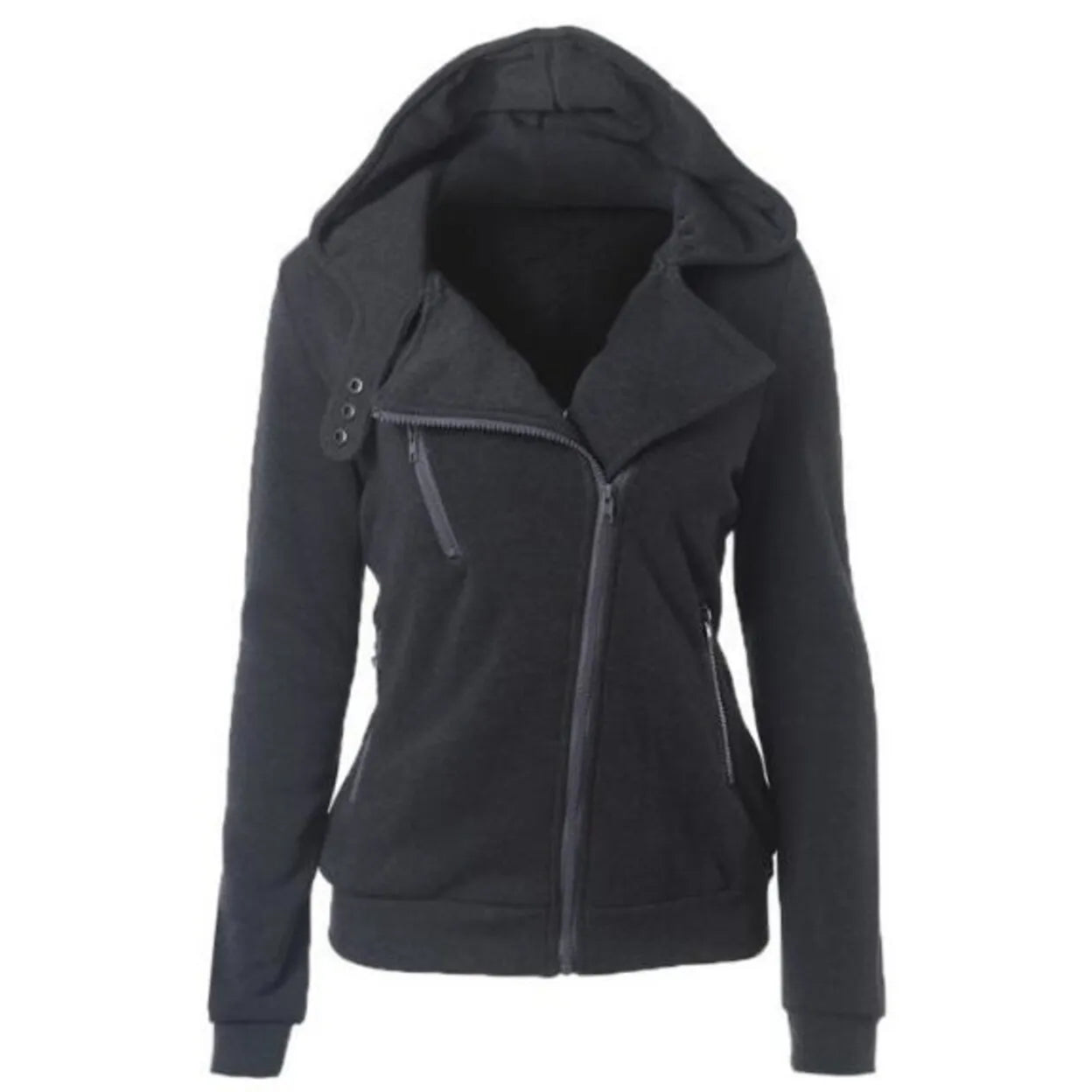 Damen Fleecepullover mit asymmetrischem Reißverschluss von BerlinGlamour