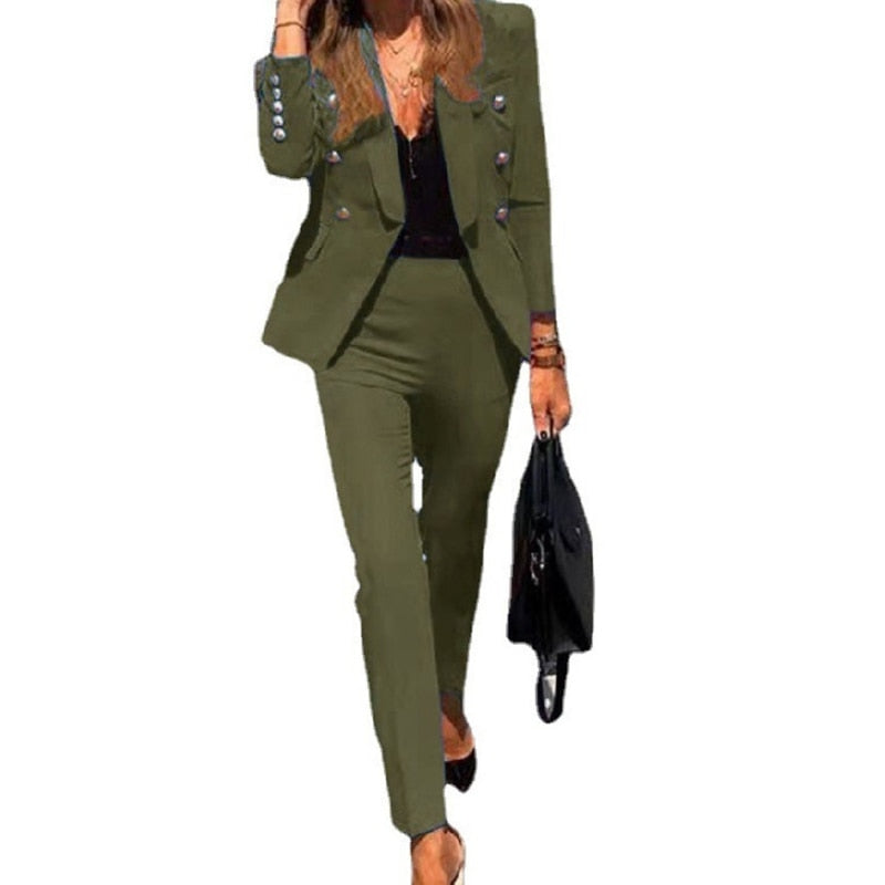 Damen Anzug Set Blazer Hose Elegant