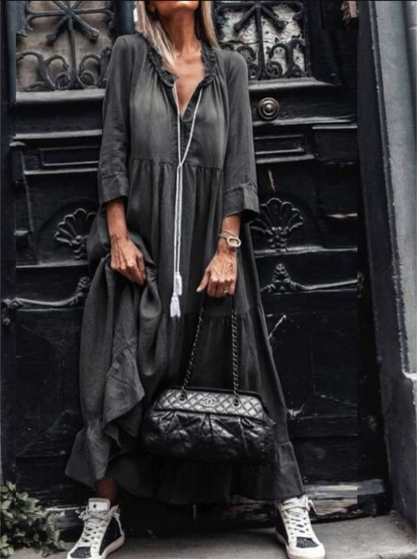 Lässiges Maxikleid Damen Gewaschen Boho-Stil