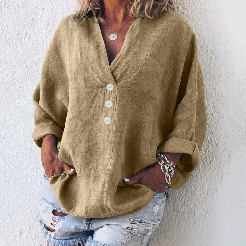 Leinenbluse Sommer Damen Elegant
