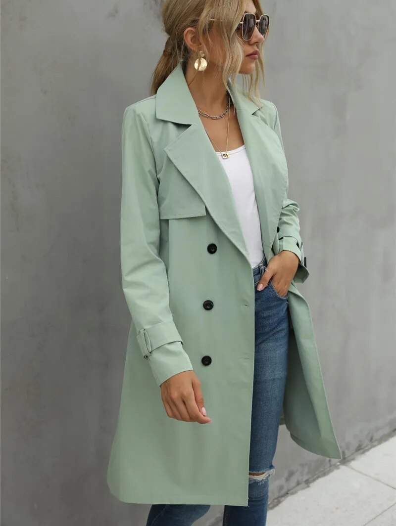 Schmale Damen Trenchcoat Stilvoll Wasserfest