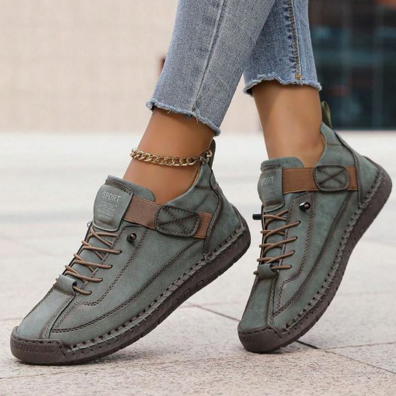 Damen Sneaker Lässig Schnürplattform Schuhe Bequem