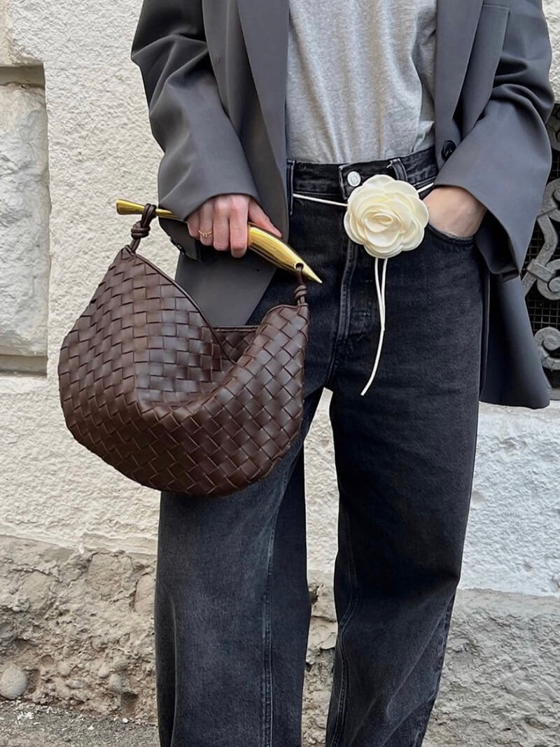 Geflochtene Kunstleder-Tasche Elegante Schultertasche