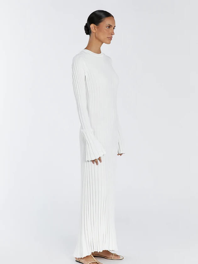 Schwarzes Maxikleid Gerippt Lang Frauenkleid