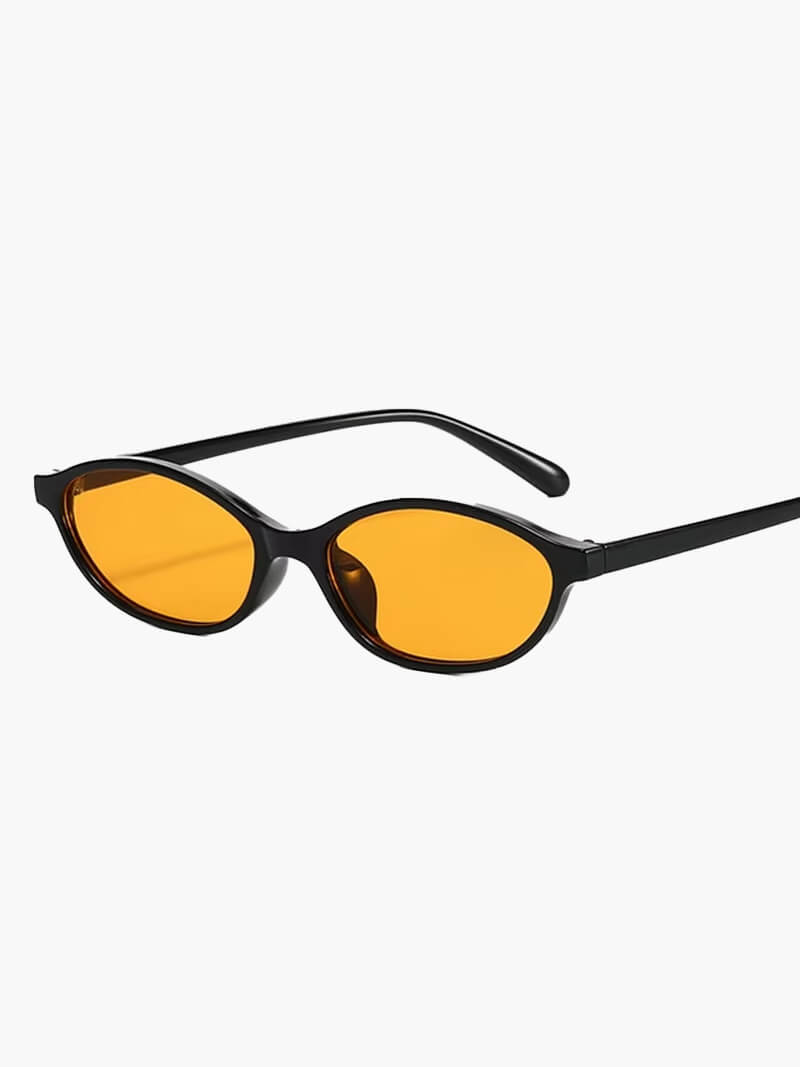 Oval Sonnenbrille Damen Trendig Schwarz
