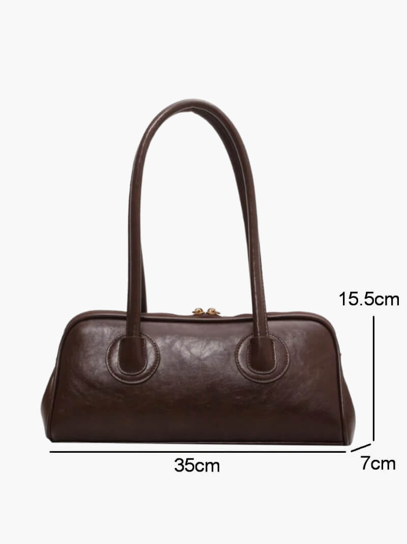 Kunstleder-Handtasche Damen Elegante Schultertasche Schwarz