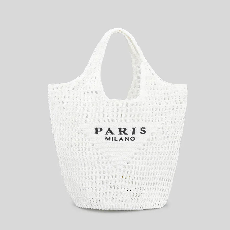 Handgewebte Stofftasche Berlin Milano Aufdruck Elegant