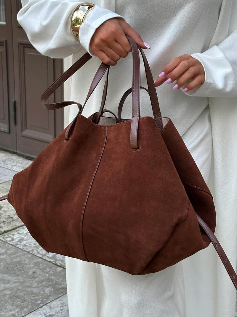 Große Damen Shopper Tasche Wildleder Echtleder