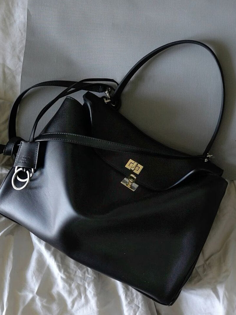 Kunstleder Tasche Damen Schick Schwarz