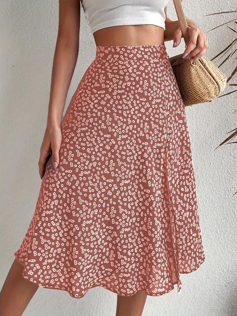 Sommerrock Floral Midi Geteilt Hohe Taille