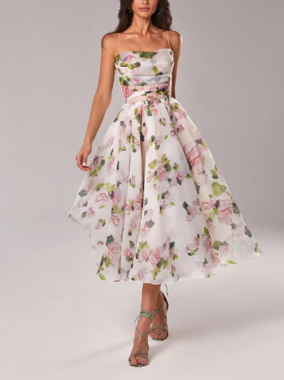Asymmetrisches Kleid mit Druck Gürtel Damen Kurzrock