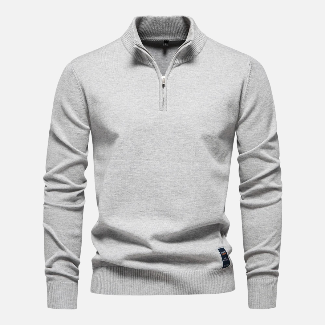 Strickpullover – Viertelreißverschluss am Hals und glatte Lagenpassform 9