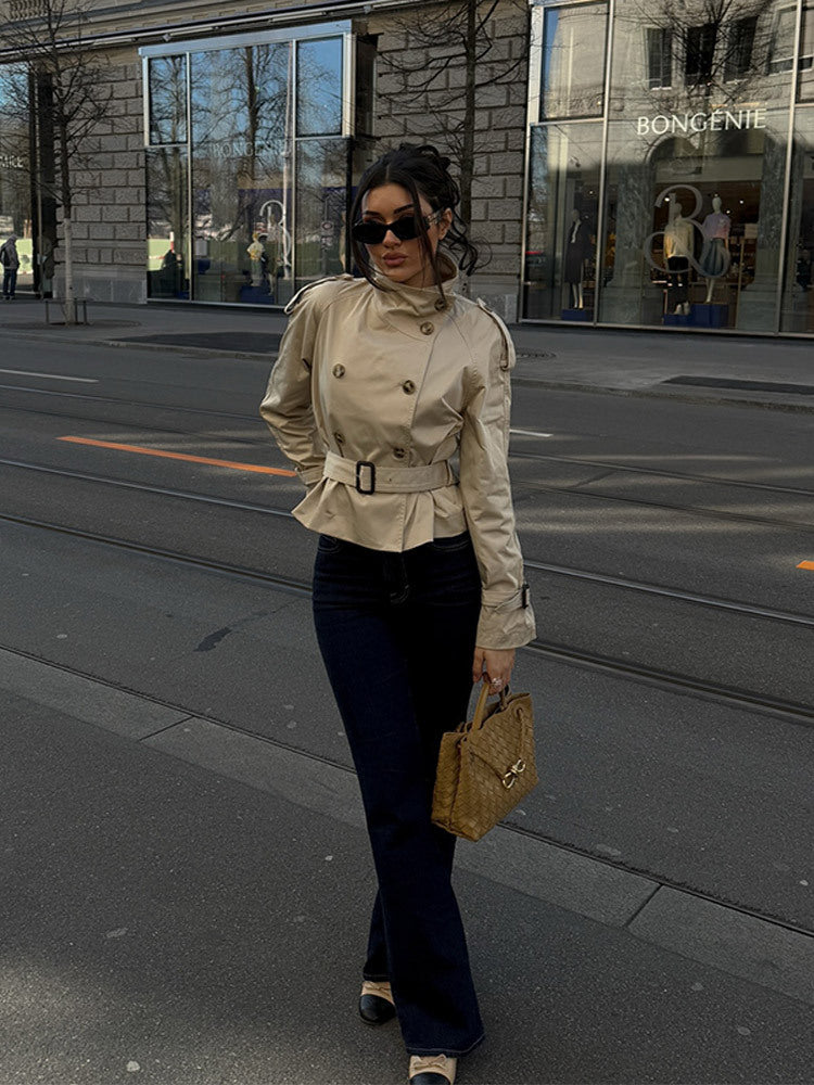Schicke Trenchcoat Damen Modern Geschnürt