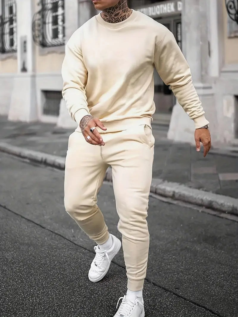 Sweatshirt- und Jogginghosen-Set | Kordelzug | Zweiteilig | Sweatshirt-Set | Jogginganzüge für Herren-Apricot-S-Chaps Herrenmode