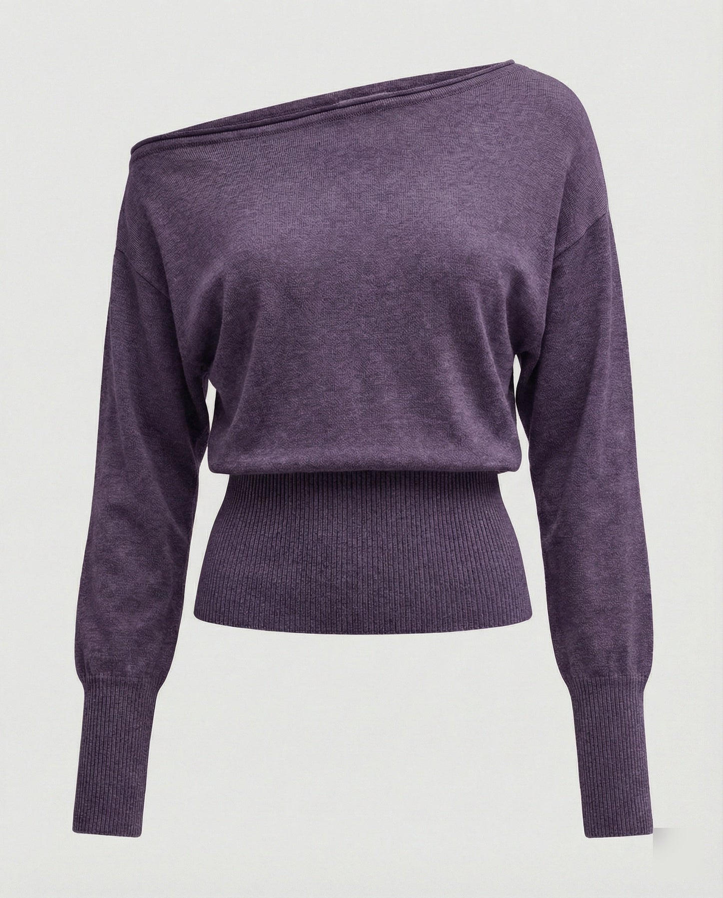 Damen Strickpullover Schräg Schulter Modern Tailliert