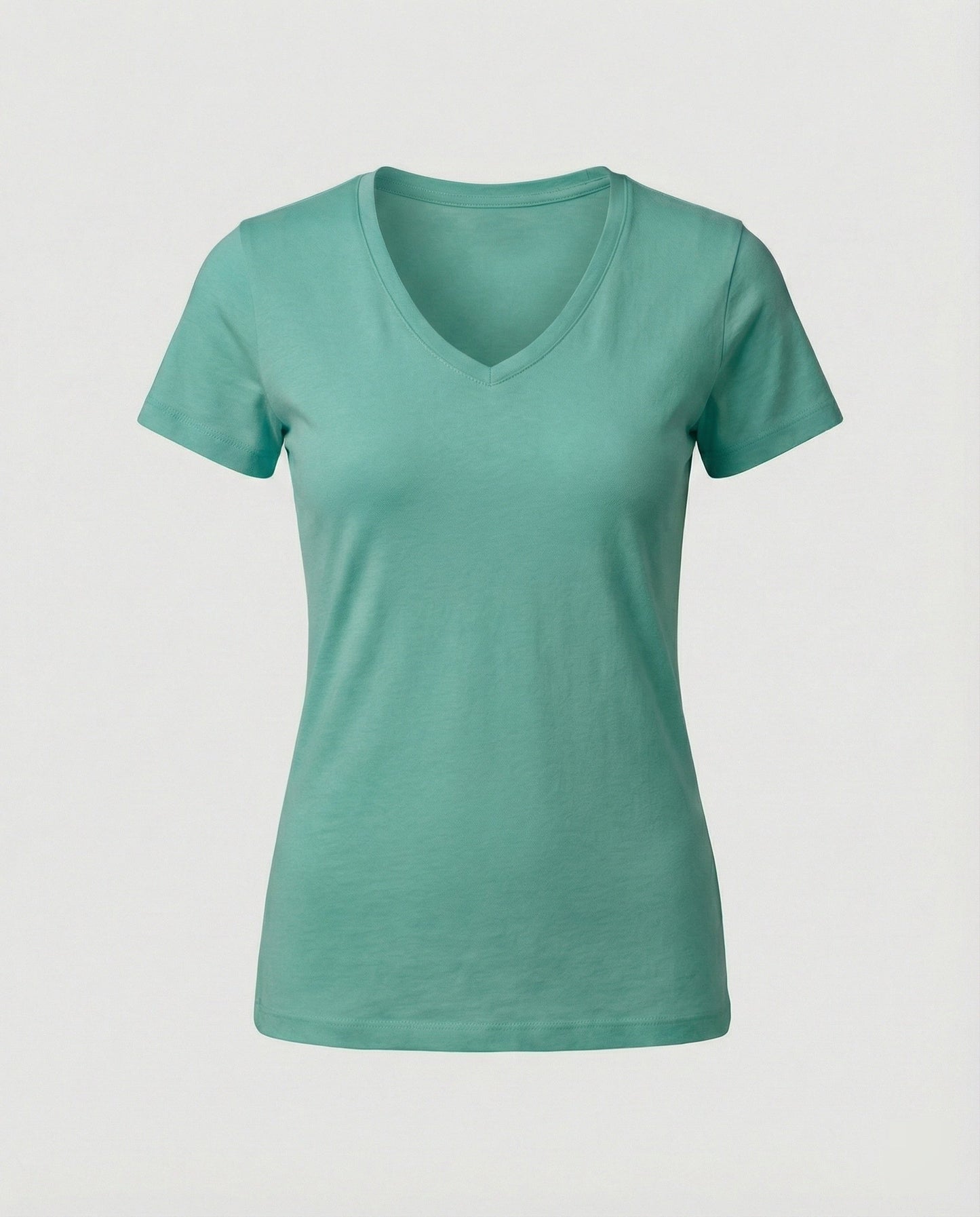 Damen T-Shirt V-Ausschnitt Atmungsaktiv Baumwolle Slim Fit