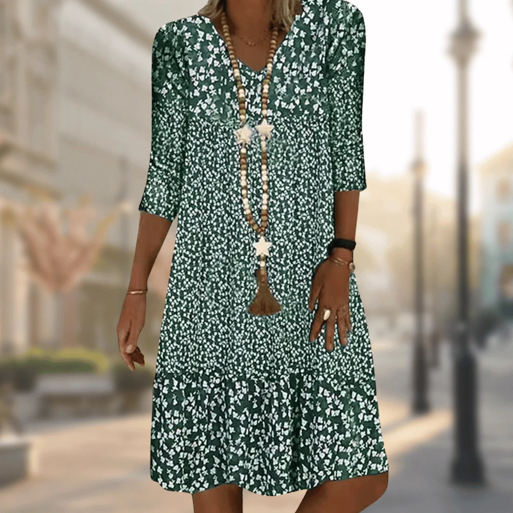 Boho Damen-Minikleid mit 3/4-Ärmeln von BerlinGlamour – lockerer Schnitt für den Sommer