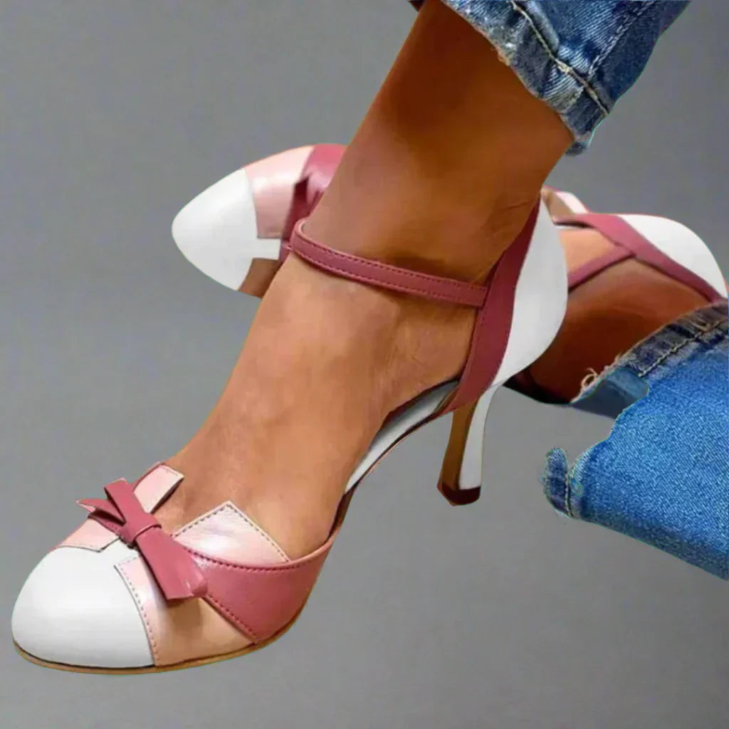 Damen Pumps Klassisch Mittlerer Absatz Schleifenriemen