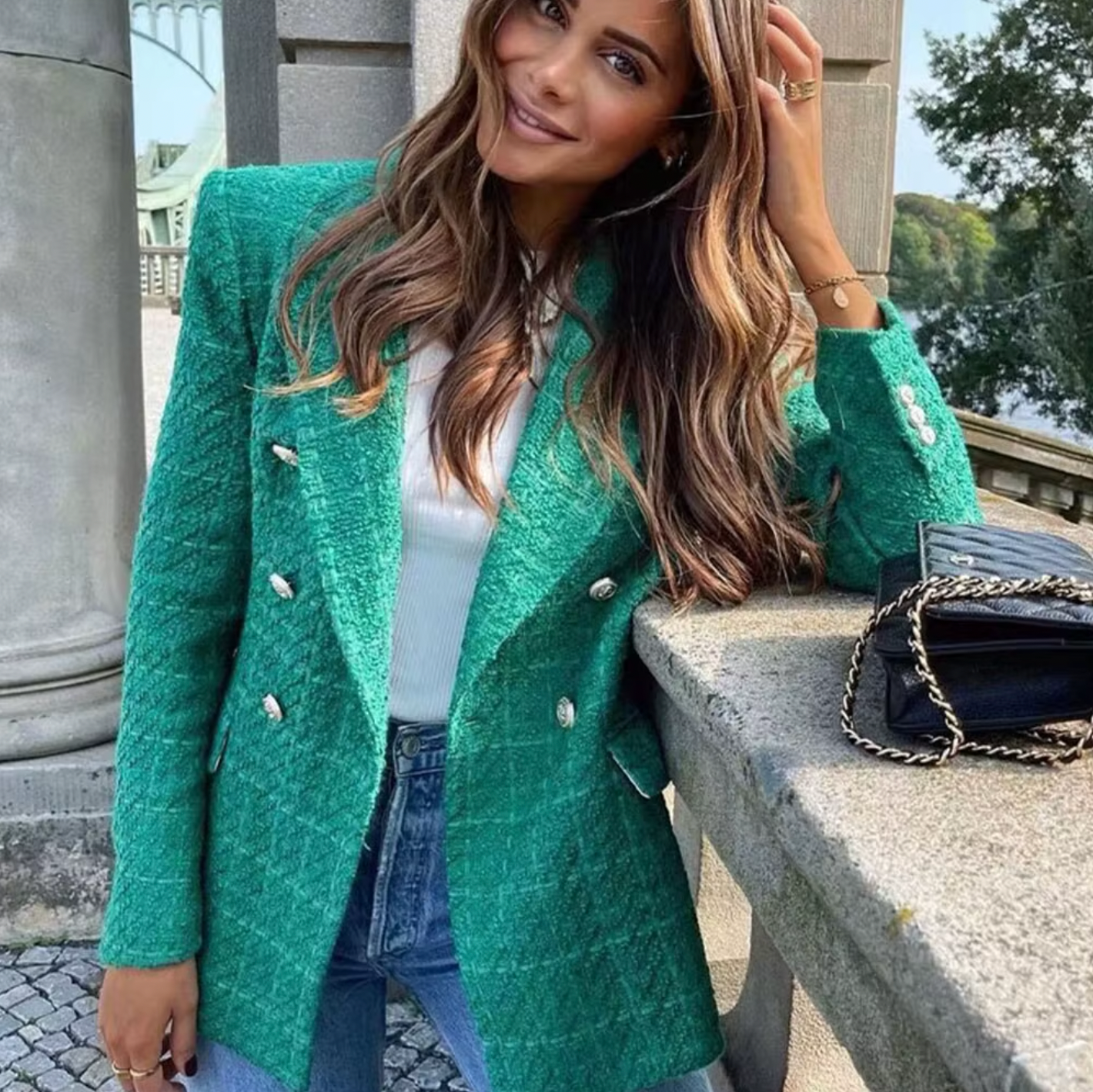 Tweed-Blazer für Damen 7