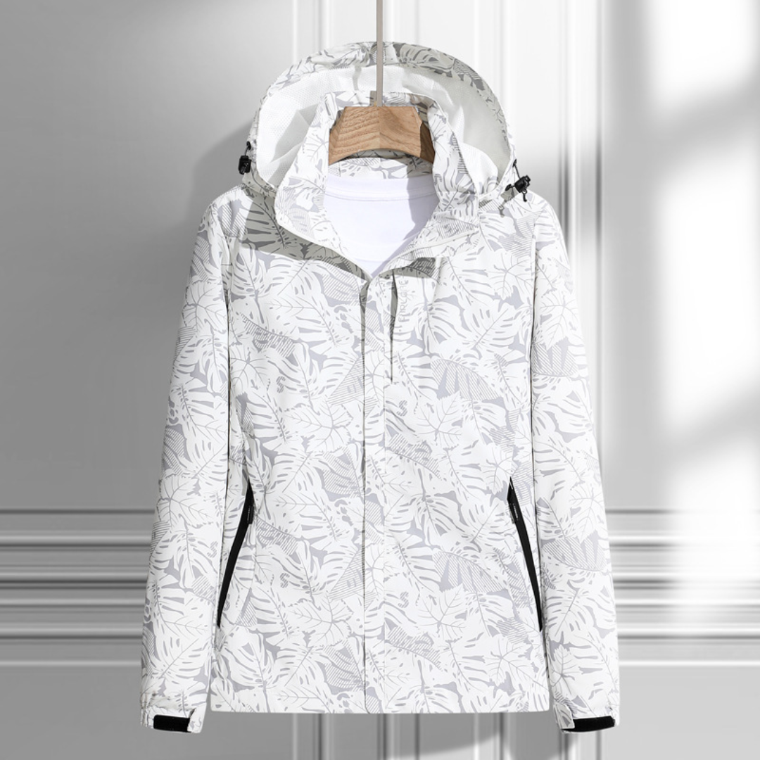 Damenjacke mit Kapuze Blattmuster Trendy